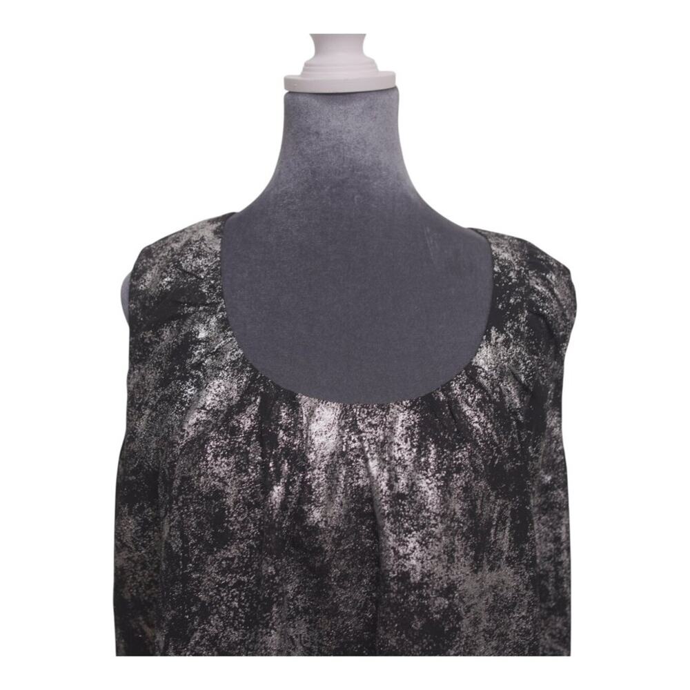 MICHAEL Michael Kors Silver Black Metallic Pleated Blouse 1X Cocktail Glam - Picture 8 of 10
